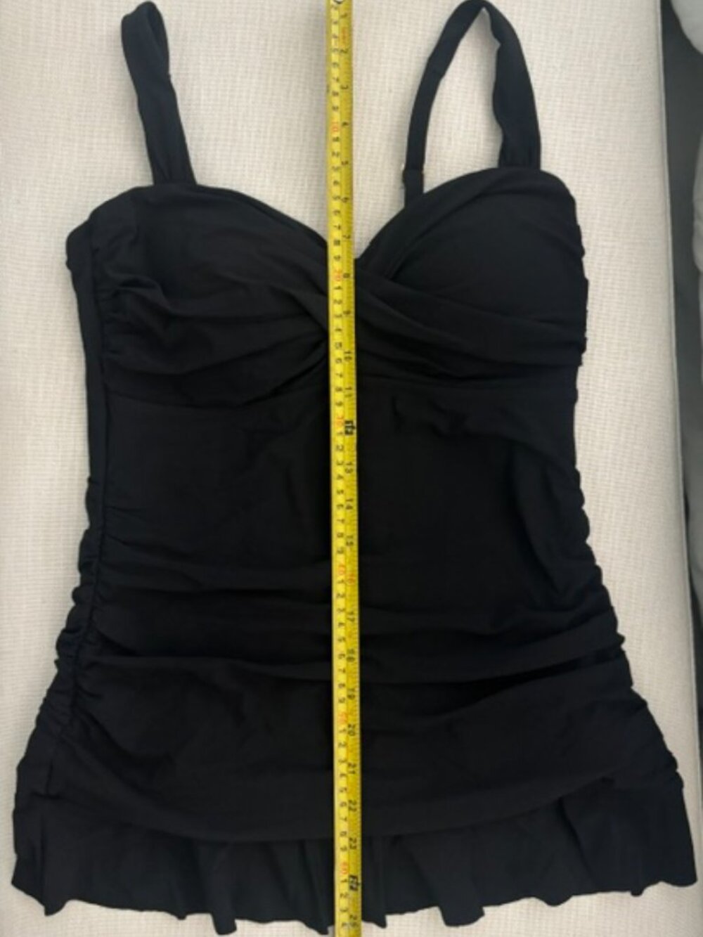 Long BLack Ruched Tankini Swimsuit Top - 8 - Picture 6 of 6